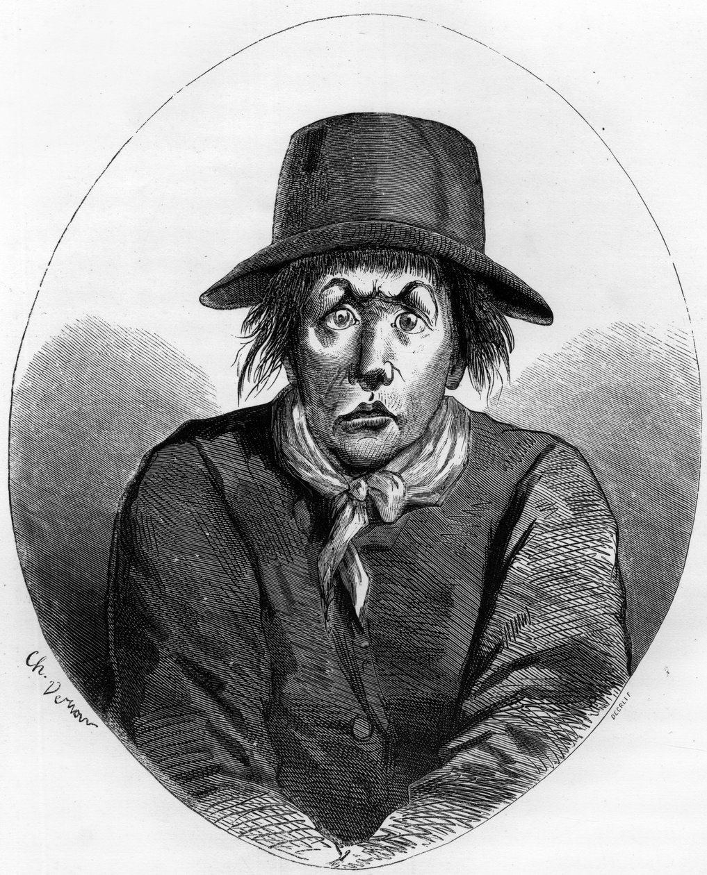 Portræt af Antoine Simon (1736-1794) skomagermester og fransk revolutionær vogter af Ludvig XVII ved templet i 1793 - Indgravering af 1863 i "Den røde bog - Histoire De L