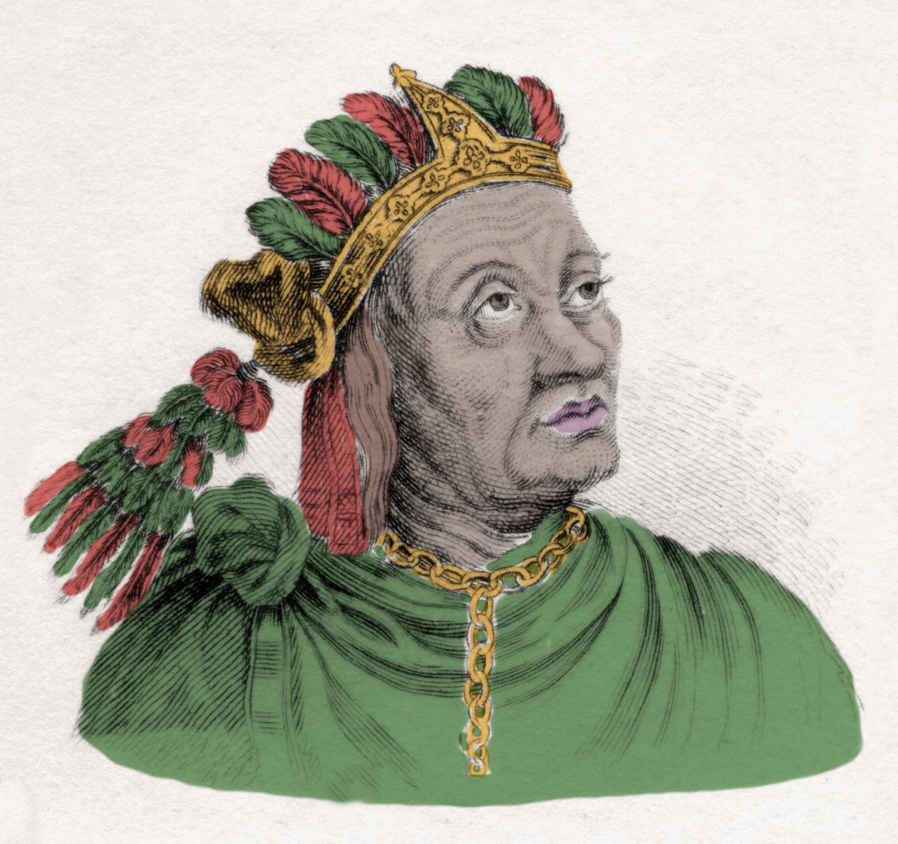 Portræt af Atahualpa (1502-1533), sidste kejser af Inkariget. Indgravering af det 19. århundrede. Milanese af Anonymous Anonymous