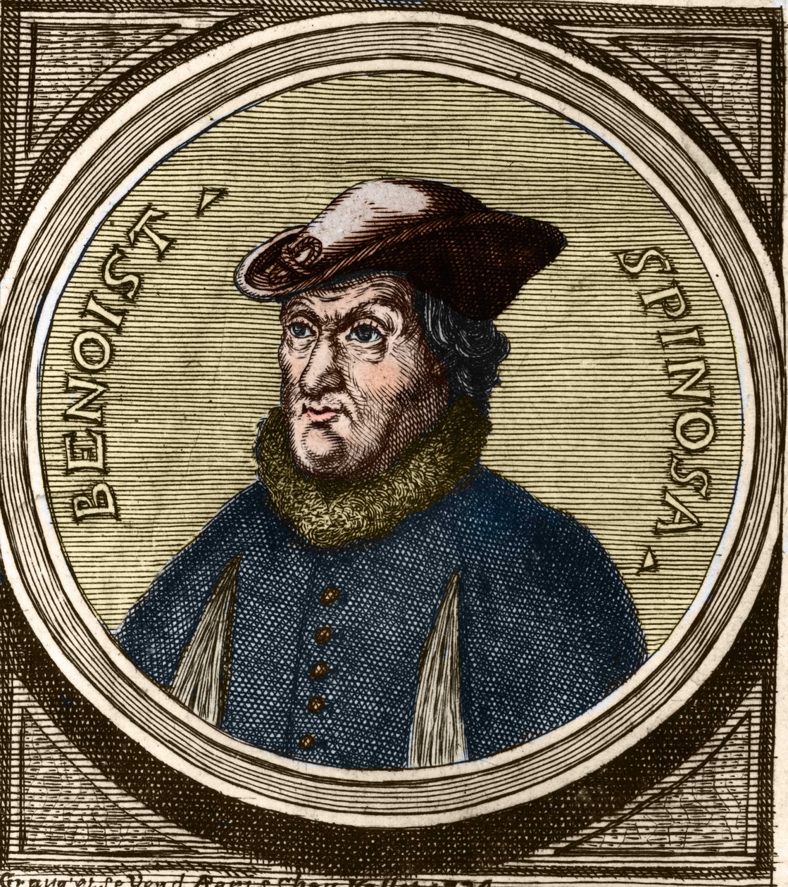 Portræt af Baruch Spinoza (1632-1677), hollandsk filosof, også kendt som Bento de Espinosa eller Benedictus de Spinoza eller Benoit de Spinoza. Stik af det 17. århundrede af Anonymous Anonymous