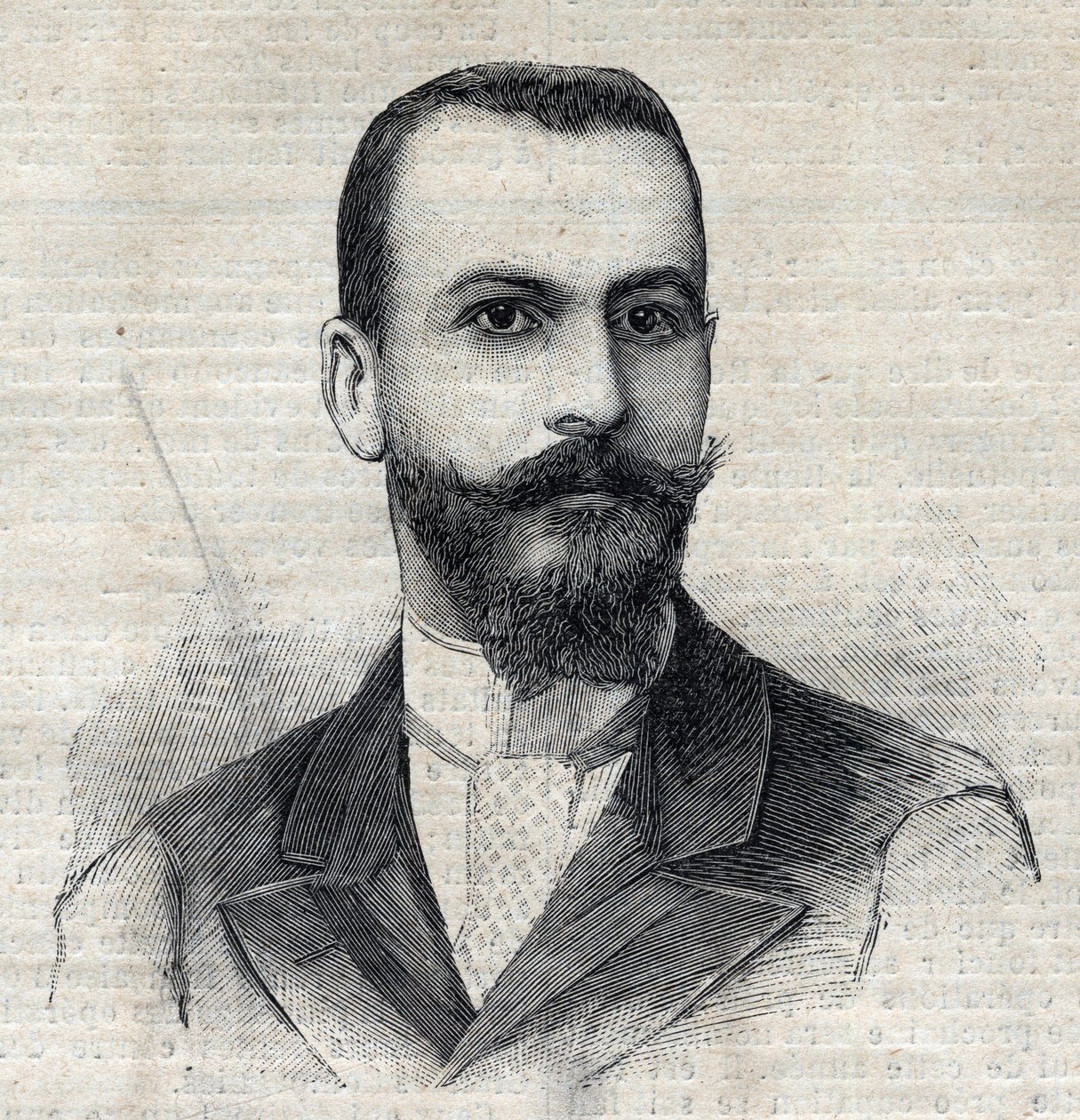Portræt af Casimir Maistre (1867-1957), fransk opdagelsesrejsende i Afrika. Gravering i "" Le Peute Parisien"" af Anonymous Anonymous