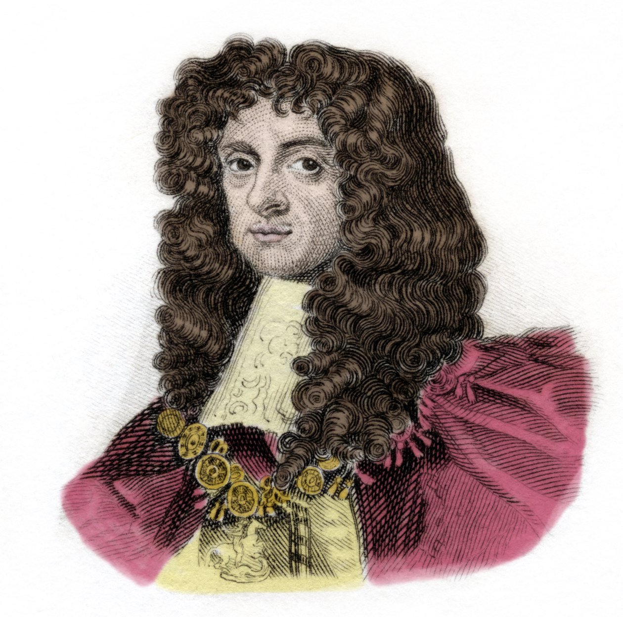 Portræt af Charles II (1630-1685) Konge af England Gravering af det 19. århundrede. Milanese af Anonymous Anonymous