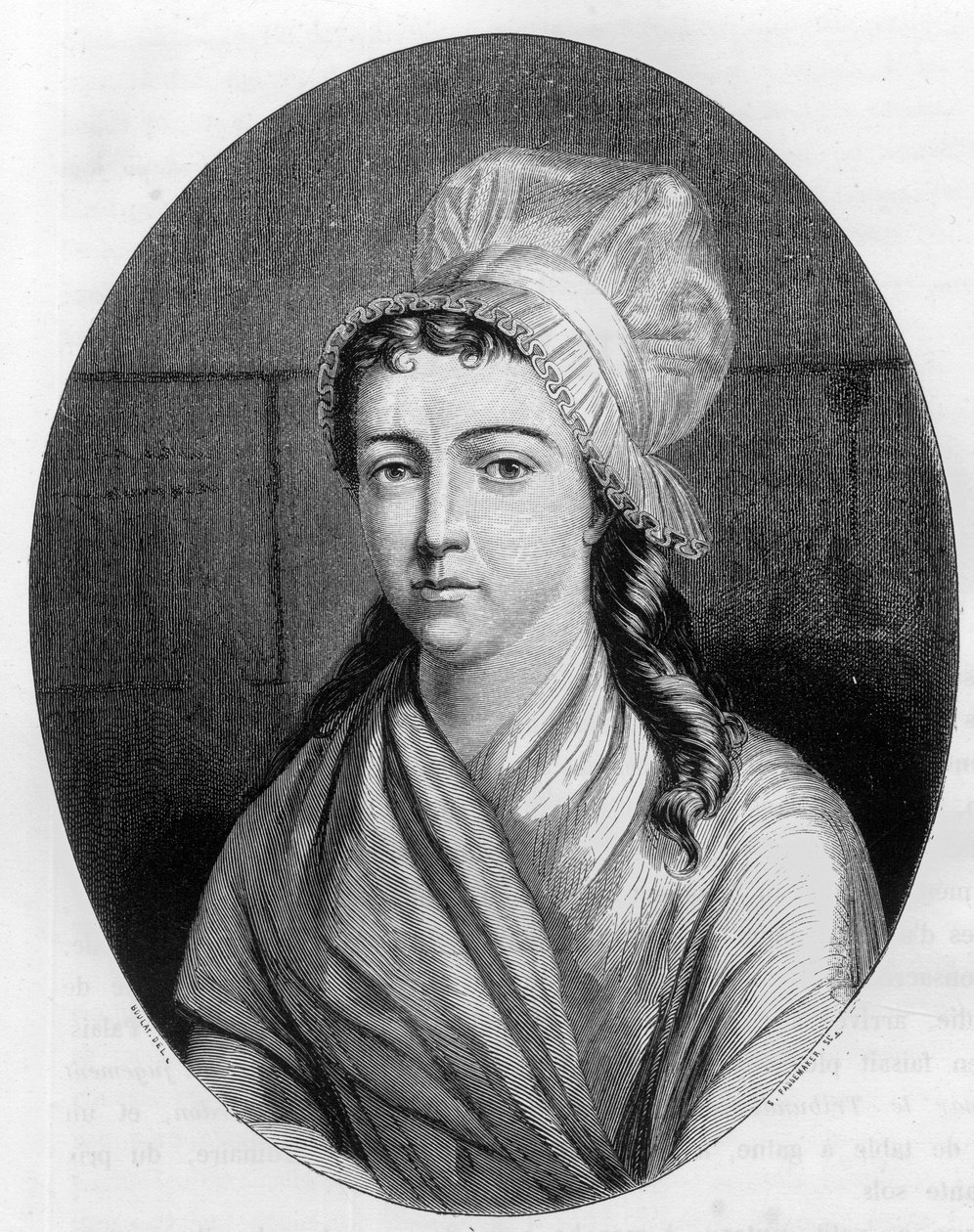 Portræt af Charlotte Corday (1768 - 1793) - Indgravering fra 1863 i "Le Livre Rouge - Histoire De L