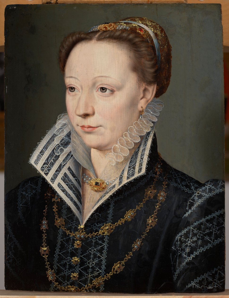 Portræt af Claude Catherine de Clermont-Tonnerre, hertuginde af Retz (1543–1603), ca. 1571 (olie på panel) af Anonymous Anonymous