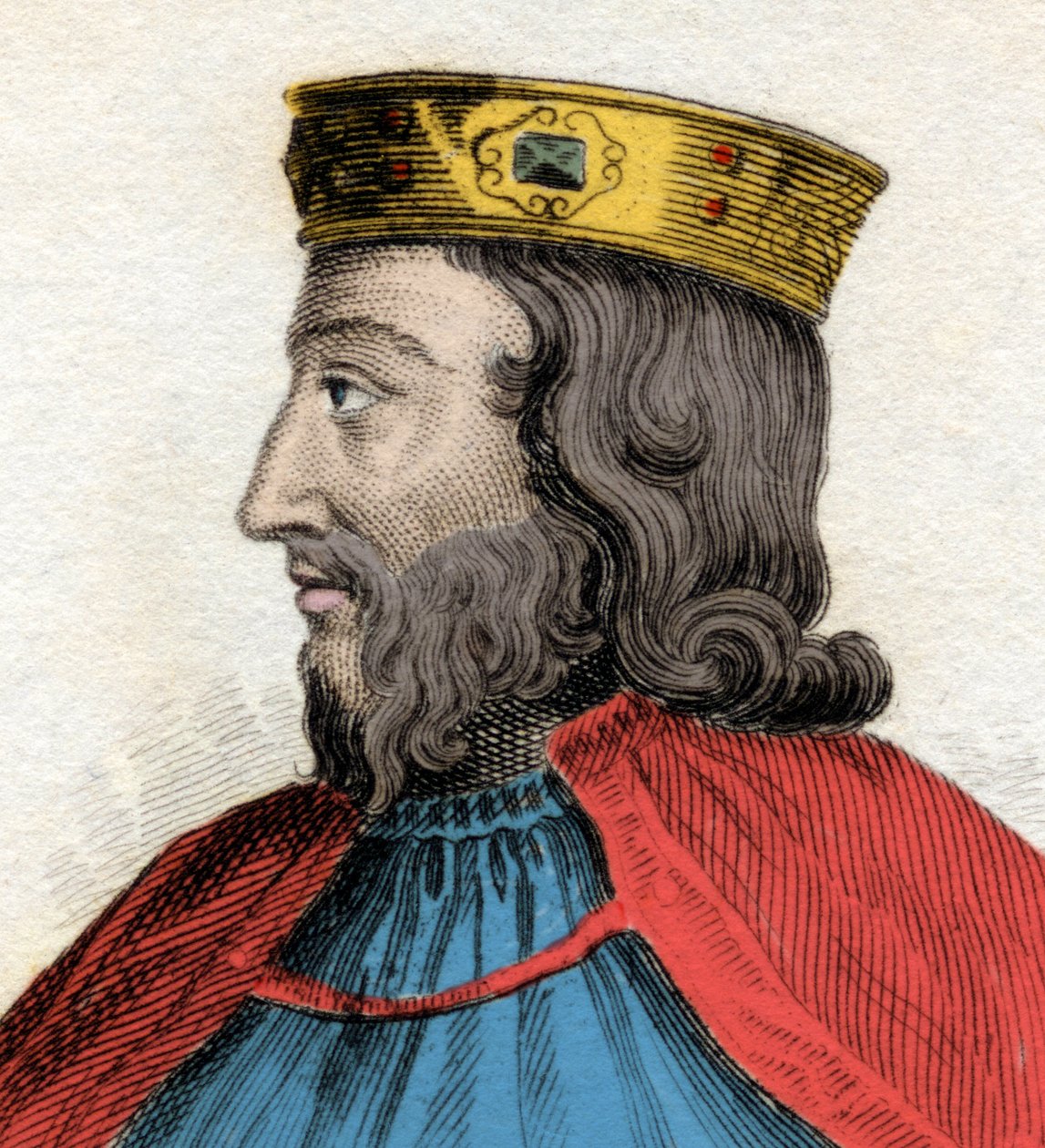 Portræt af Clovis I (466-511), frankernes konge. Indgravering af det 19. århundrede. Milanese af Anonymous Anonymous