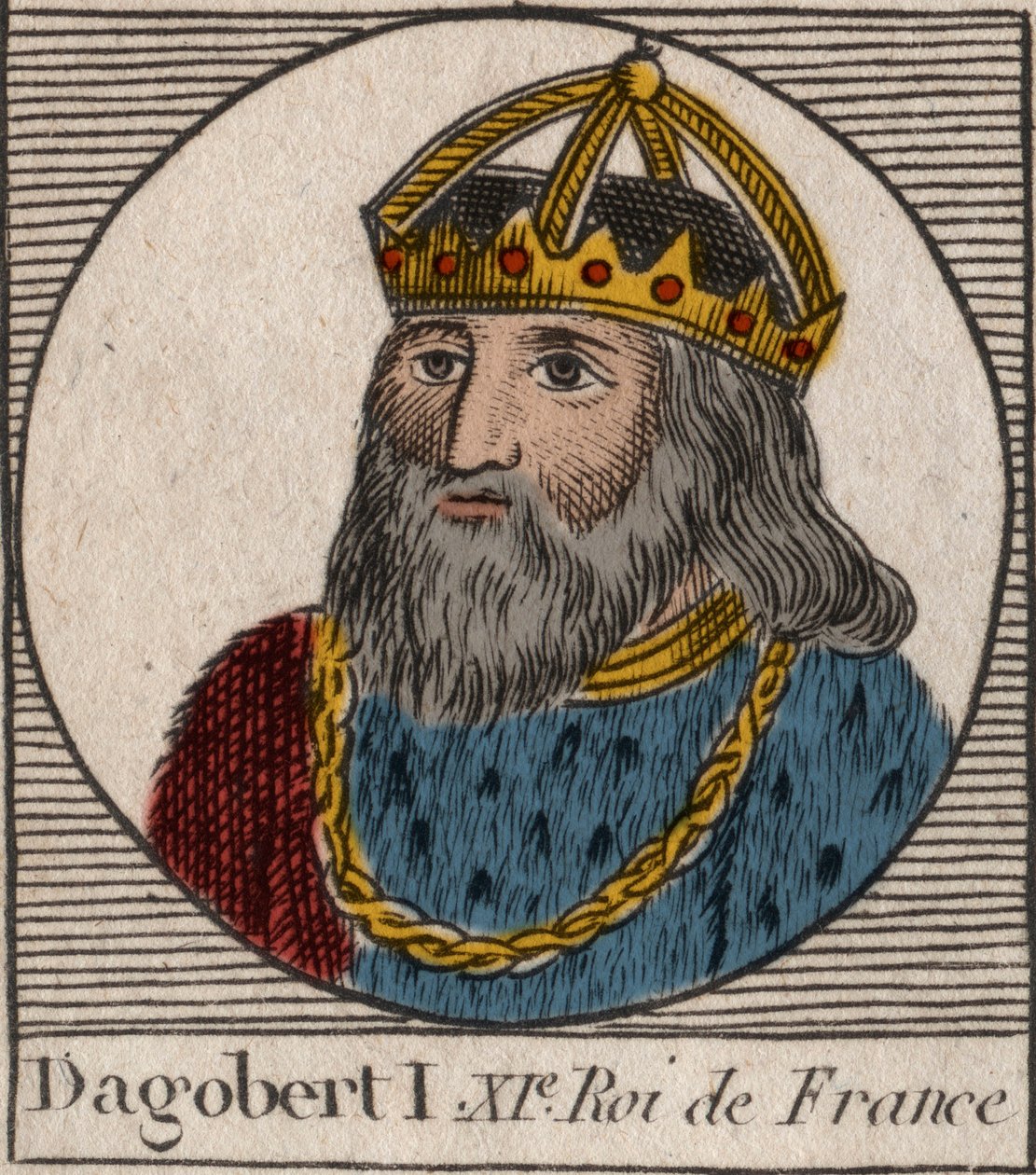 Portræt af Dagobert, frankernes konge fra 628 til 638 - Dagobert (605-39) Frankernes konge - gravering fra "Instruction sur l