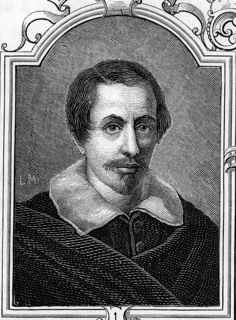 Portræt af Daniele Crespi (1598-1630) italiensk maler. Gravering af 1859 i "" gallerierne i Europa - Italien"" af Armandaud. Privat samling. af Anonymous Anonymous