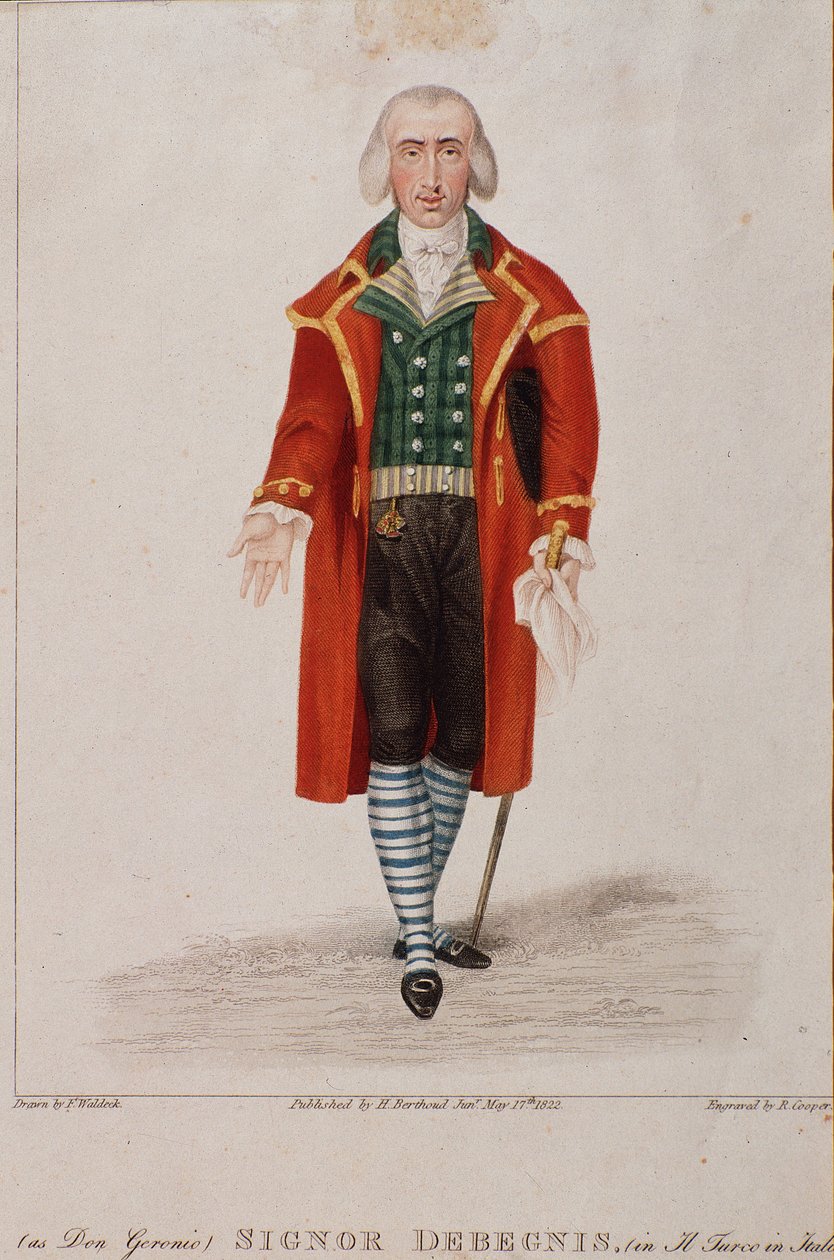Portræt af Don Geronio fortolket af Dennis, karakter fra Tyrken i Italien, opera af Gioachino Rossini af Anonymous Anonymous