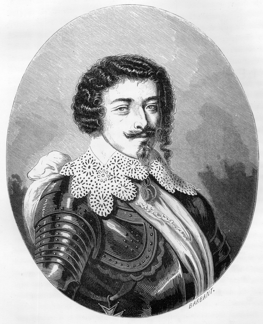 Portræt af hertug Henrik II af Montmorency (Montmorenci) (1595-1632) - Indgravering fra 1863 i "Le Livre Rouge - Histoire De L