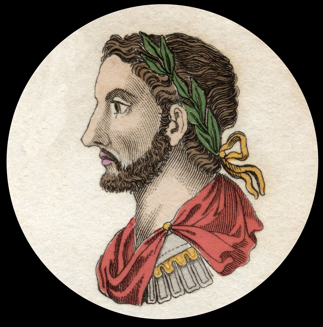 Portræt af kejser Antoninus Pius (86-181). Indgravering af det 19. århundrede. Milanese af Anonymous Anonymous