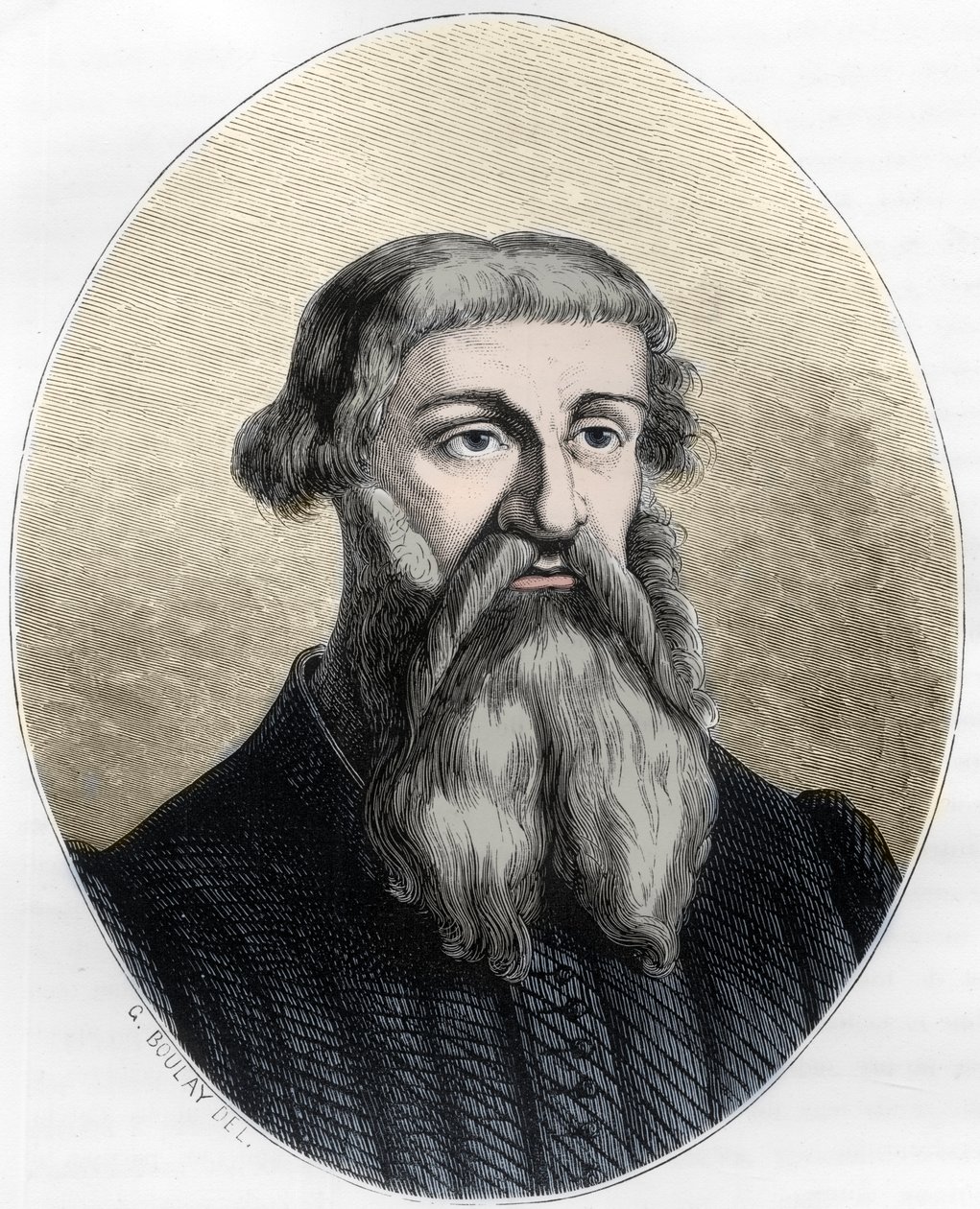 Portræt af Etienne Dolet, fransk lærd, oversætter og printer - portræt af Etienne Dolet (1509 -1546), fransk forfatter, digter, trykker, humanist - Indgravering af 1863 i "Le Livre Rouge - Histoire De L