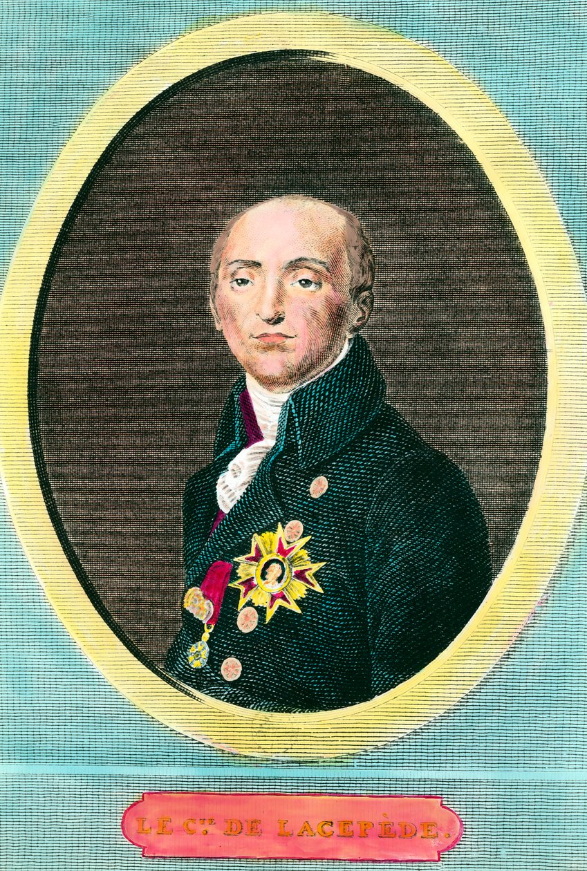 Portræt af Etienne de La Ville, greve De Lacepede (1756-1825), fransk naturforsker. Anonym gravering af Anonymous Anonymous