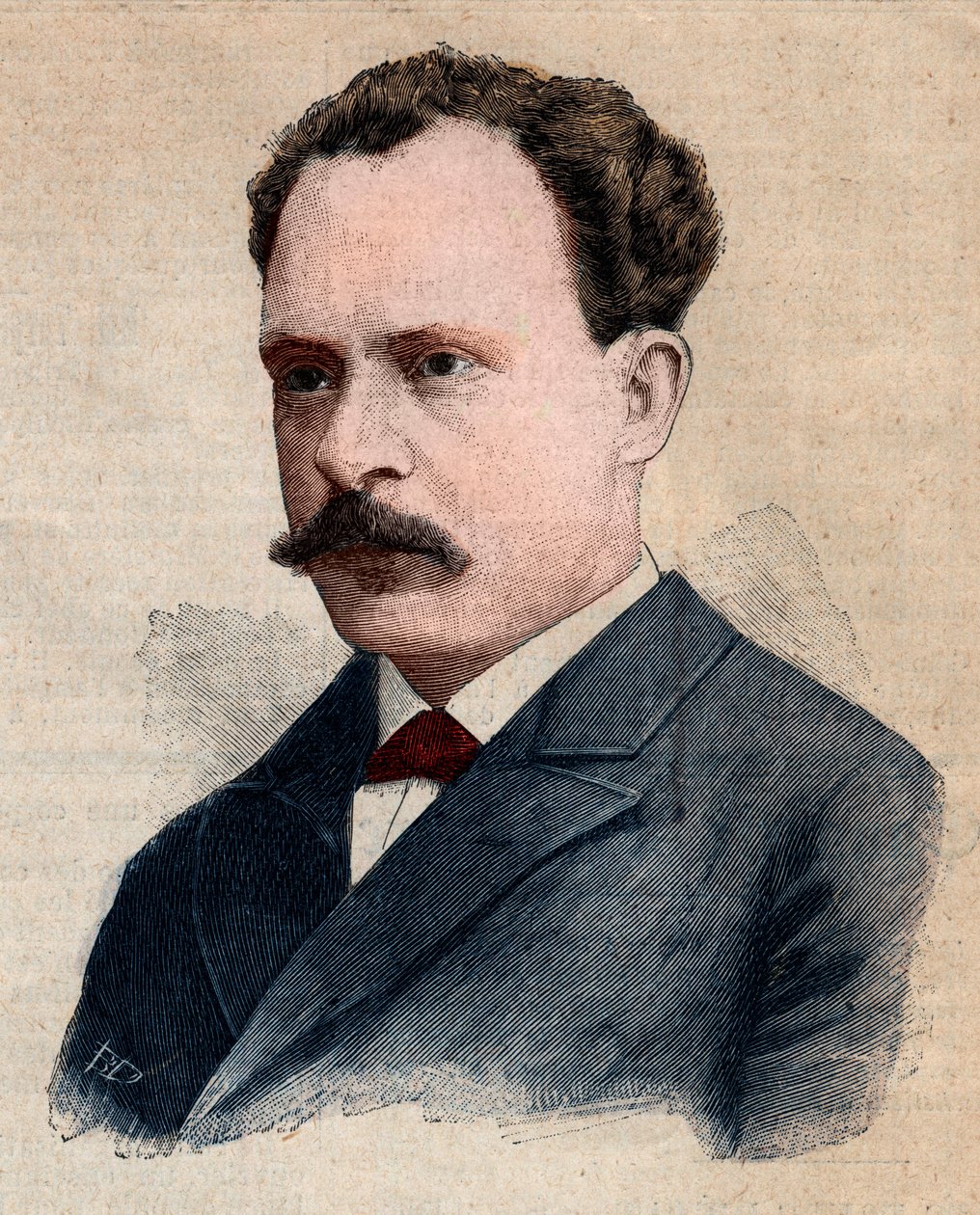 Portræt af Eugene Turpin (1848-1927), kemiker med speciale i sprængstoffer. Stik i "" Le petit Parisien"" fra 1891. Privat samling. af Anonymous Anonymous