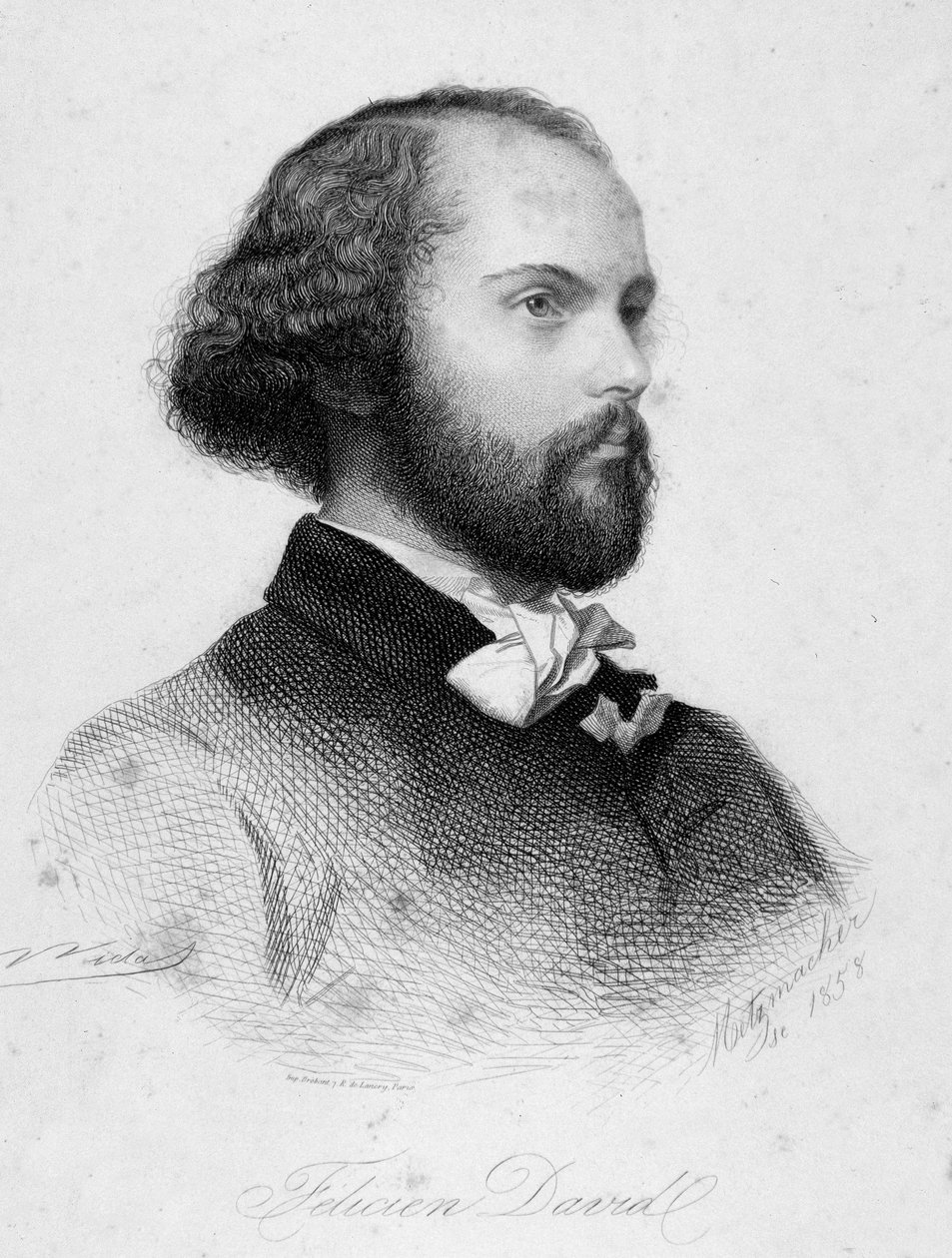 Portræt af Felicien Cesar David (gravering) af Anonymous Anonymous