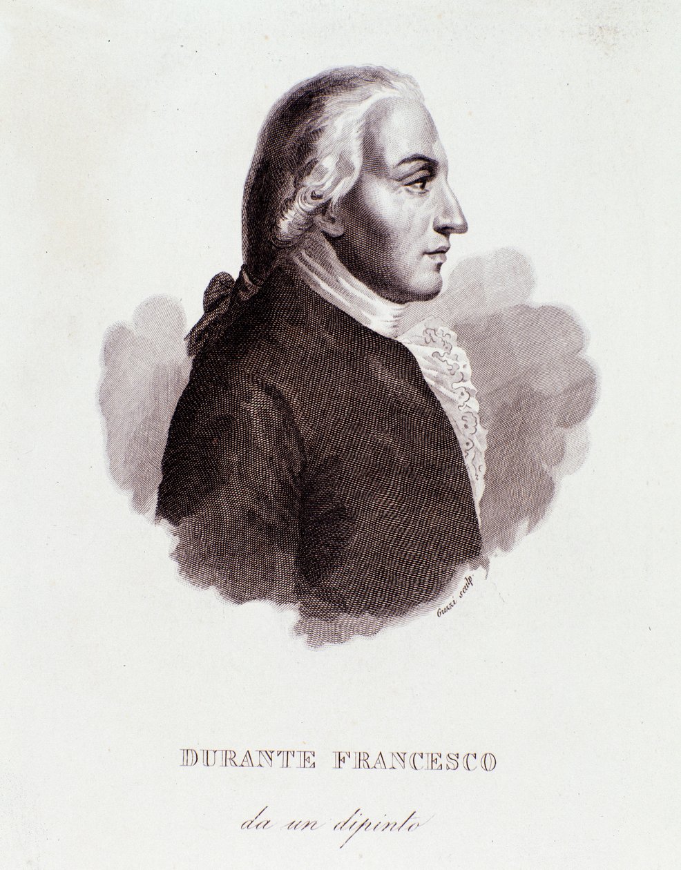 Portræt af Francesco Durante (1684-1755) italiensk komponist efter maleri. 19. århundrede. Milanesisk privat samling af Anonymous Anonymous