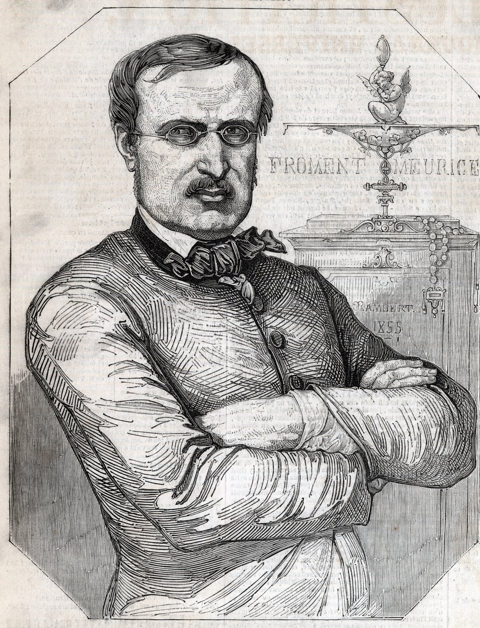 Portræt af Francois-Desire Froment-Meurice (Francois Desire Froment Meurice) (1802-1855) Fransk guldfisk. Stik fra 1855. Privat samling. af Anonymous Anonymous