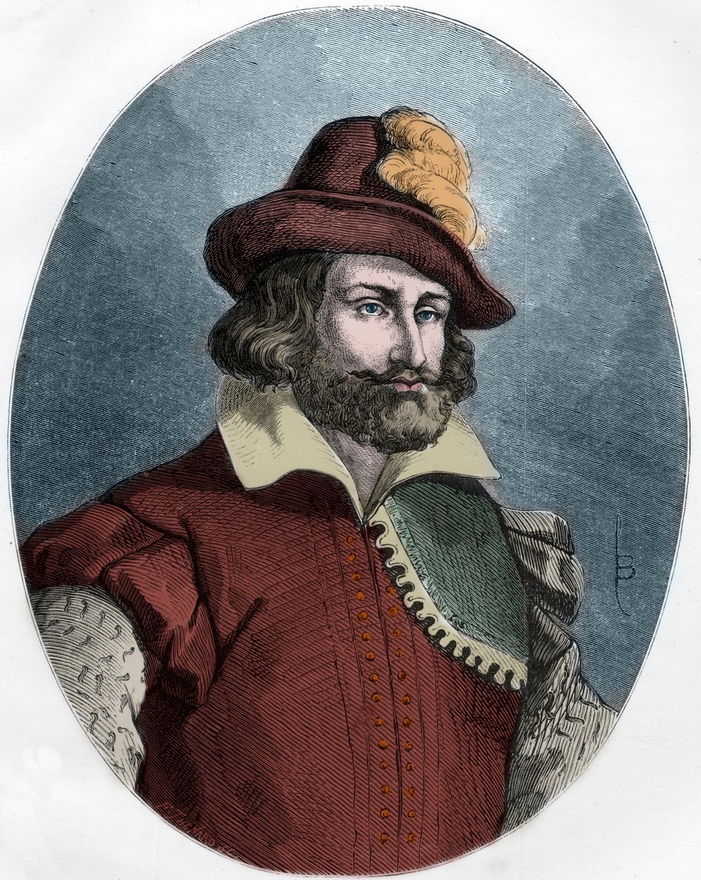 Portræt af Francois Ravaillac (1578-1610), snigmorderen på Henri IV (1553-1610) gravering - Portræt af Francois Ravaillac (1578-1610) lejemorder af kong Henrik IV (1553-1610) - Indgravering af 1863 i "Den Røde Bog" - Histoire De L