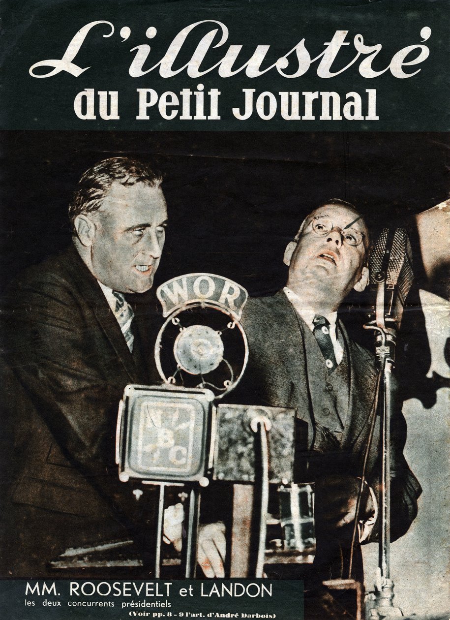 Portræt af Franklin Delano Roosevelt (1882-1945) og Alfred Mossman "" Alf"" Landon (1887-1987), de to konkurrenter i USA