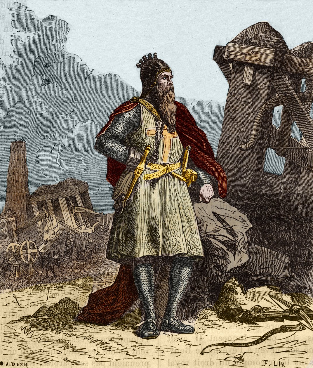 Portræt af Frederic I af Hauhenstaufen kendt som Frederic Barberousse (Federico Barbarossa) (1122-1190), tysk romersk kejser. Indgravering af det 19. århundrede. af Anonymous Anonymous