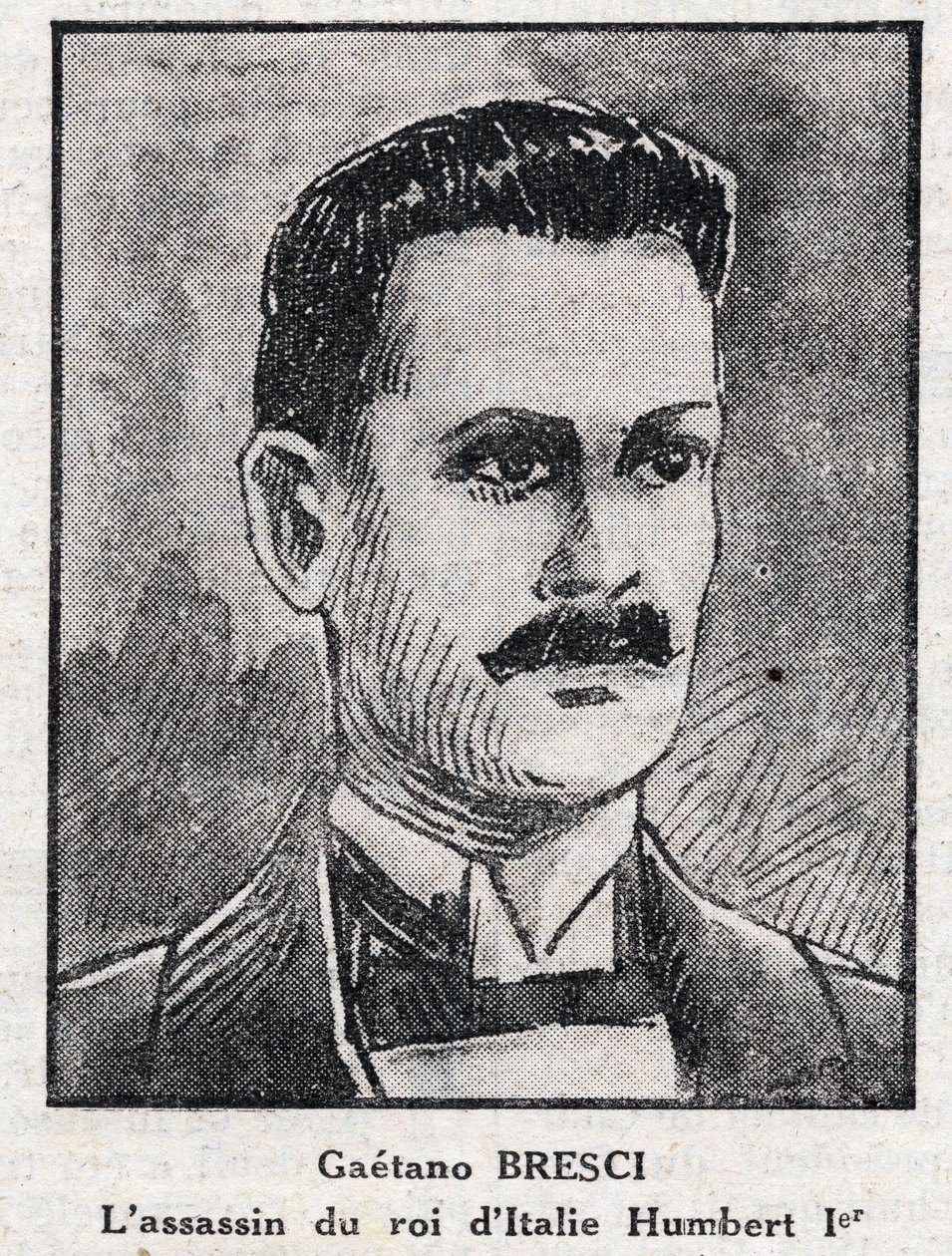 Portræt af Gaetano Bresci (1869-1901), italiensk anarkist, der myrdede kong Humbert 1. (Umberto I. af Anonymous Anonymous