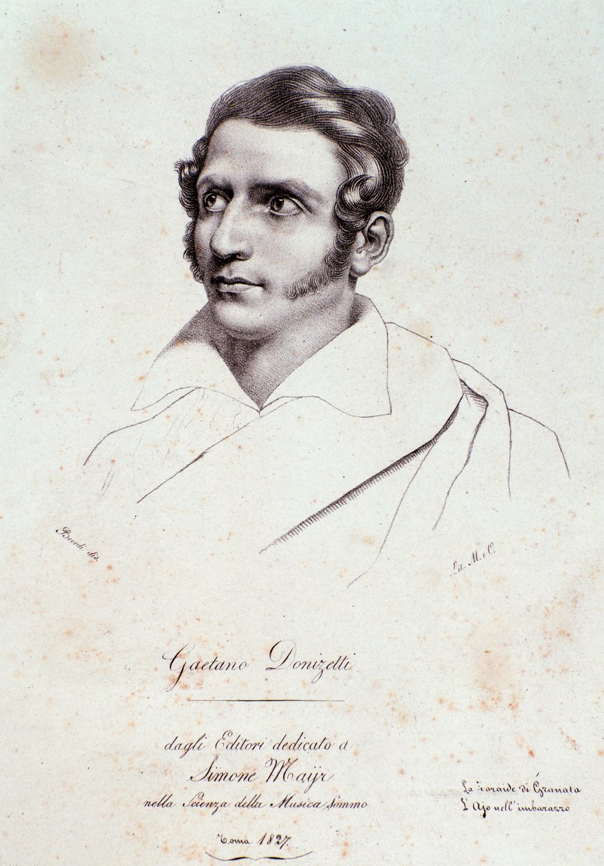 Portræt af Gaetano Donizetti (gravering af Anonymous Anonymous