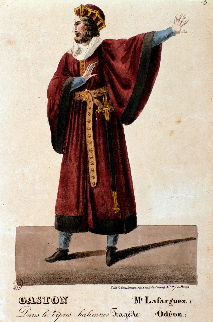Portræt af Gaston fortolket af Lafargues i The Sicilian Vespers (I vespri siciliani) opera af Giuseppe Verdi af Anonymous Anonymous