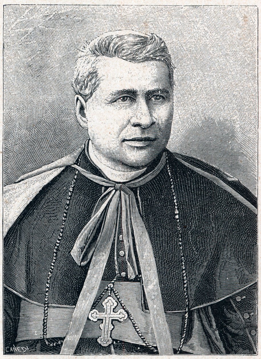 Portræt af Giovanni Simeoni (1816-1892), italiensk kardinal. Indgravering i "The Catholic Missions in the XIXth Century"" af Louis-Eugene (Louis Eugene) Louvet. privat samling. af Anonymous Anonymous