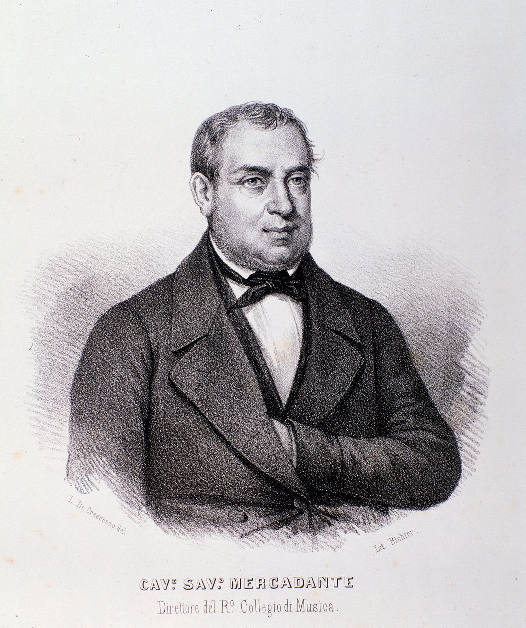 Portræt af Giuseppe Saverio Mercadante (litografi) af Anonymous Anonymous