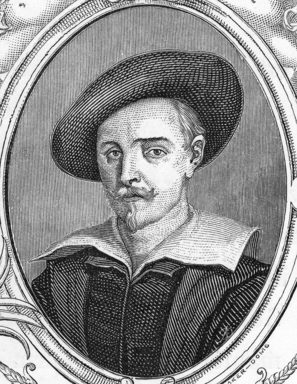 Portræt af Guido Reni (1575-1642). italiensk maler. gravering af 1859 i "" gallerierne i Europa - Italien "" af armengaud. Privat samling. af Anonymous Anonymous