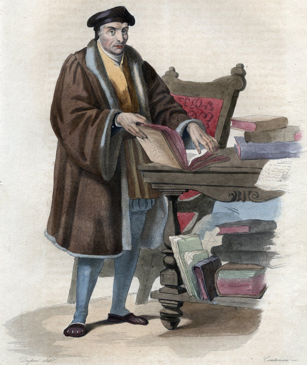 Portræt af Guillaume Bude (Budee) (Budaeus) (1467-1540), fransk lærd. illustration fra ""Den franske Plutarch"" af Edmond Mennechet af Anonymous Anonymous