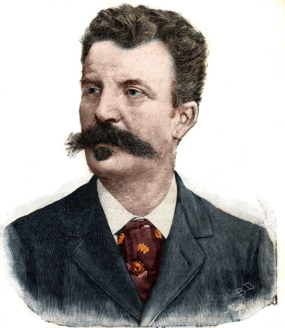 Portræt af Guy de Maupassant (1850-1893) fransk forfatter. Gravering i "" Le Peute Parisien"" af Anonymous Anonymous