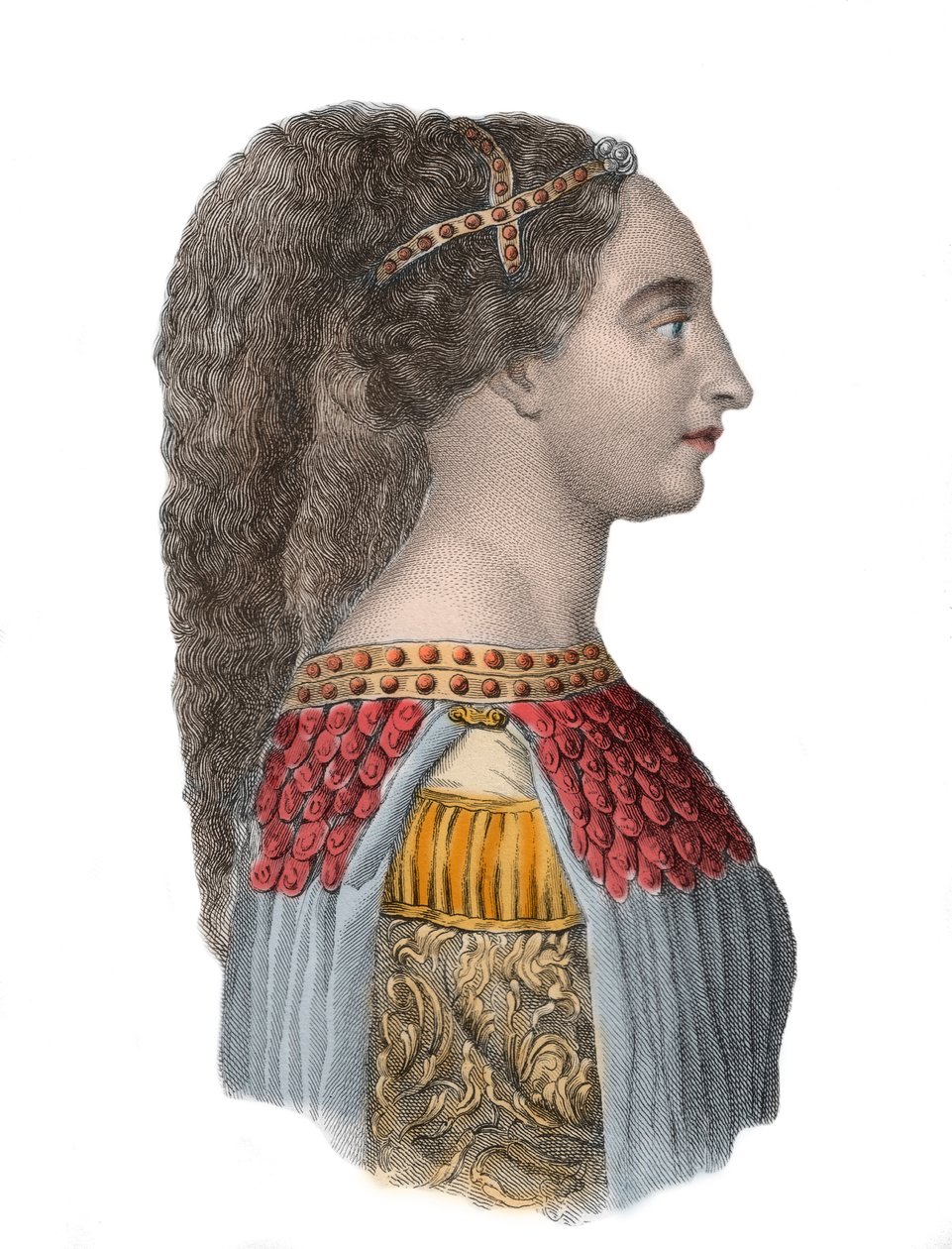 Portræt af Isotta degli Atti - italiensk renæssancekvinde - 1433-1474 - af Anonymous Anonymous