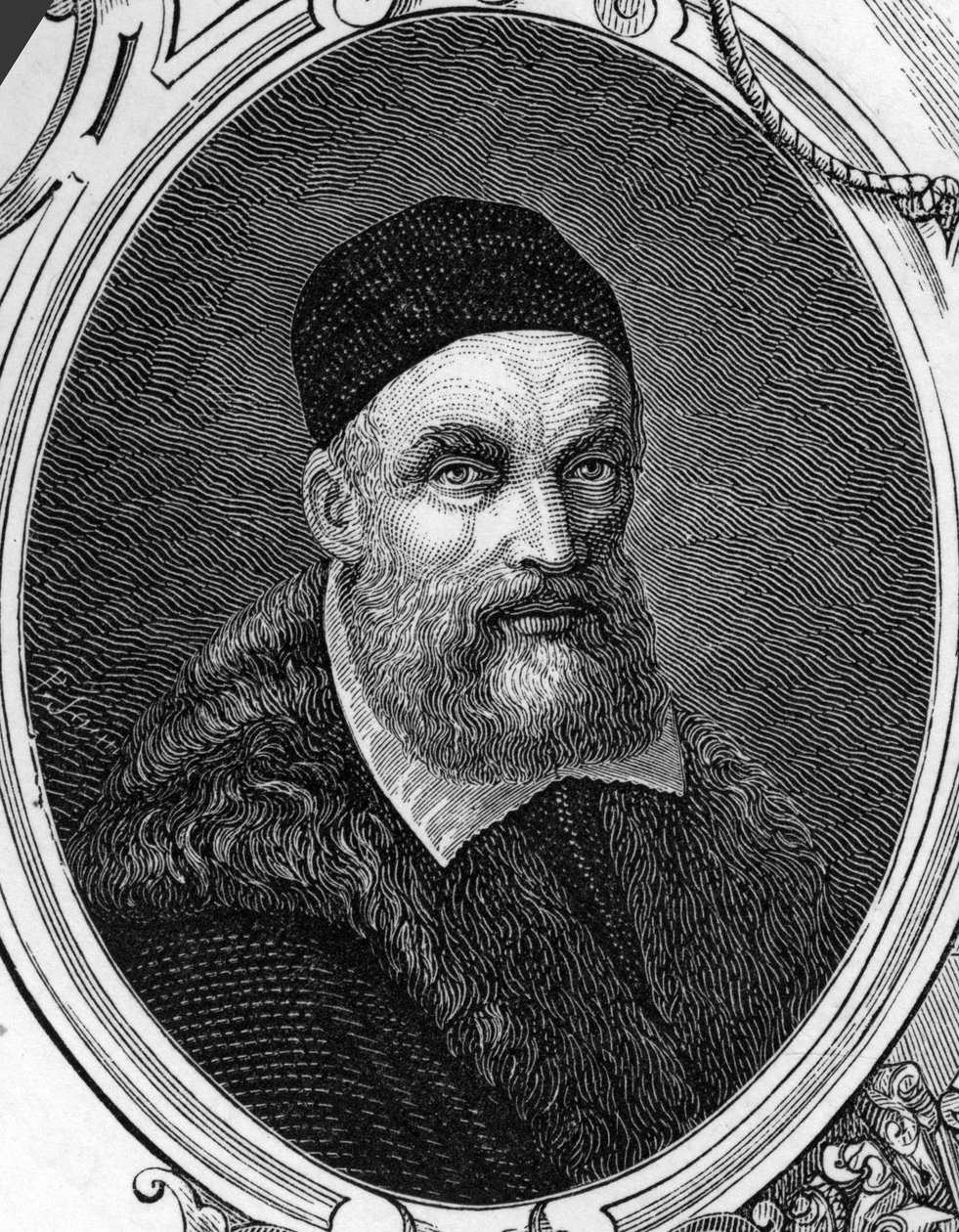 Portræt af Jacopo eller Giacomo Bassano (1518-1592) italiensk maler. Gravering af 1859 i "" gallerierne i Europa - Italien "" af armengaud. Privat samling. af Anonymous Anonymous