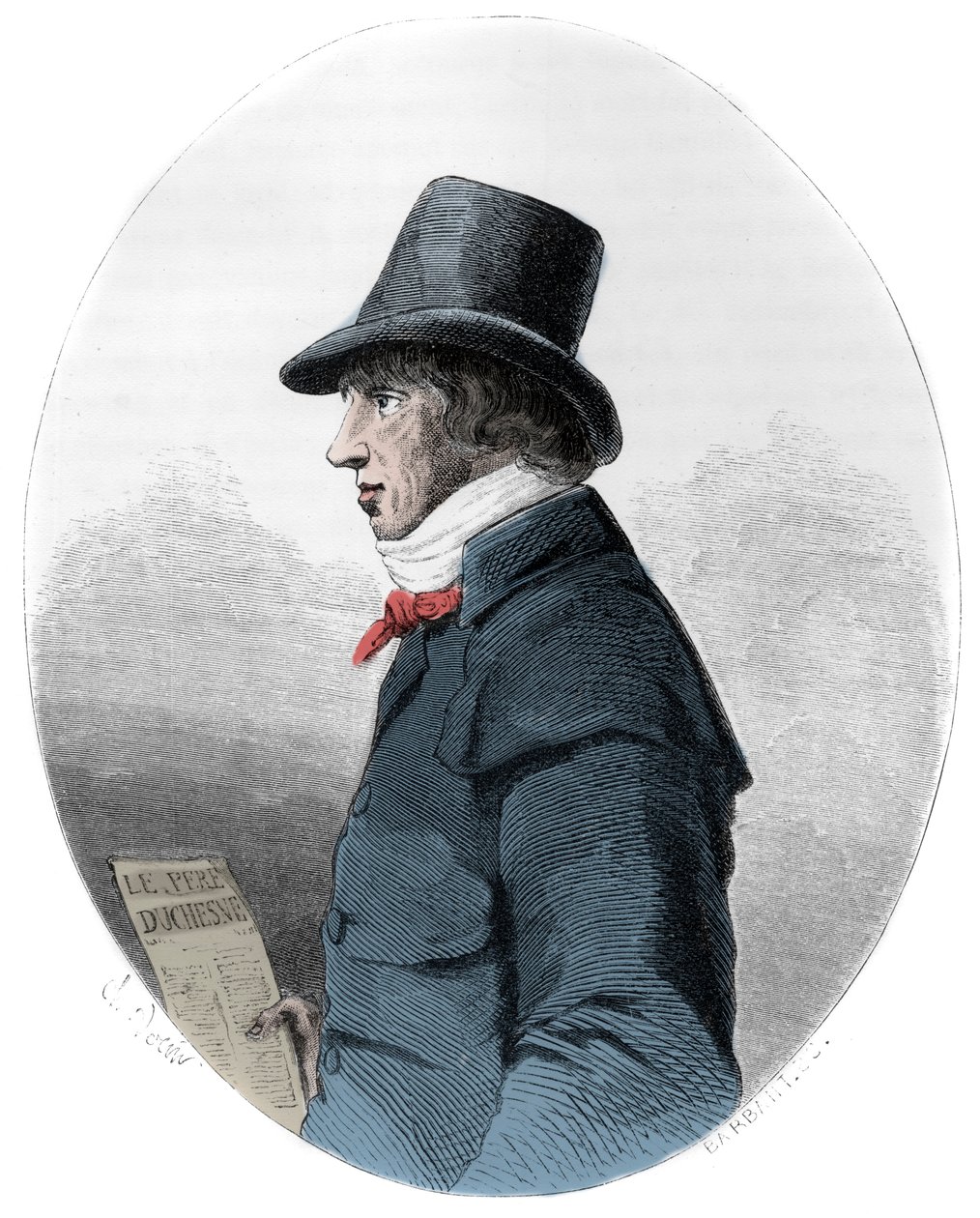 Portræt af Jacques-Rene Hebert (1757-1794), fransk journalist og politiker - Portræt af Jacques Rene Hebert (1757-1794) fransk journalist og politiker - Indgravering af 1863 i "Den røde bog - Histoire De L