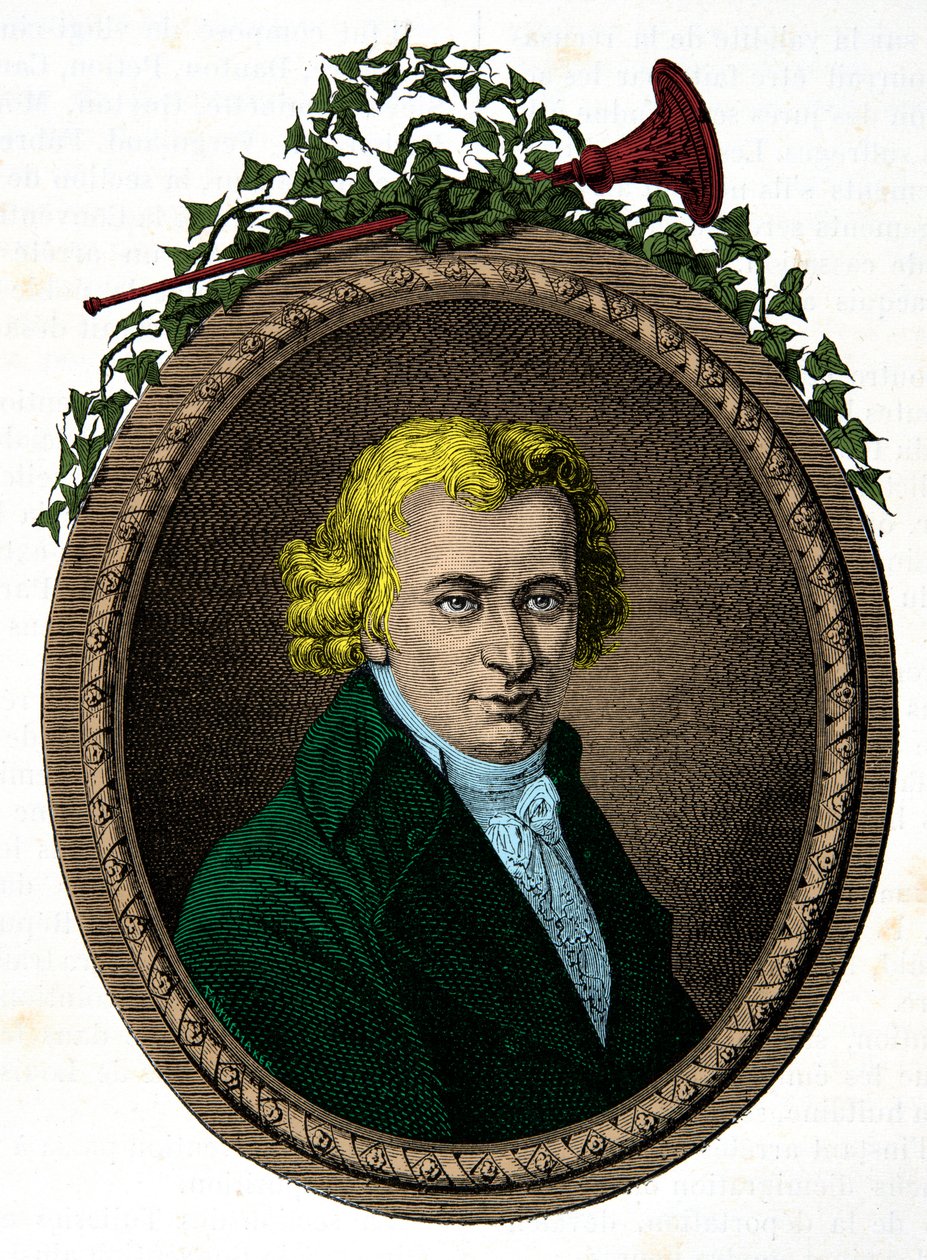 Portræt af Jean Baptiste Cant Hanet, dit Clery (1759-1809) kammertjener af kong Louis XVI under hans fangenskab ved templet, gravering, privat samling af Anonymous Anonymous