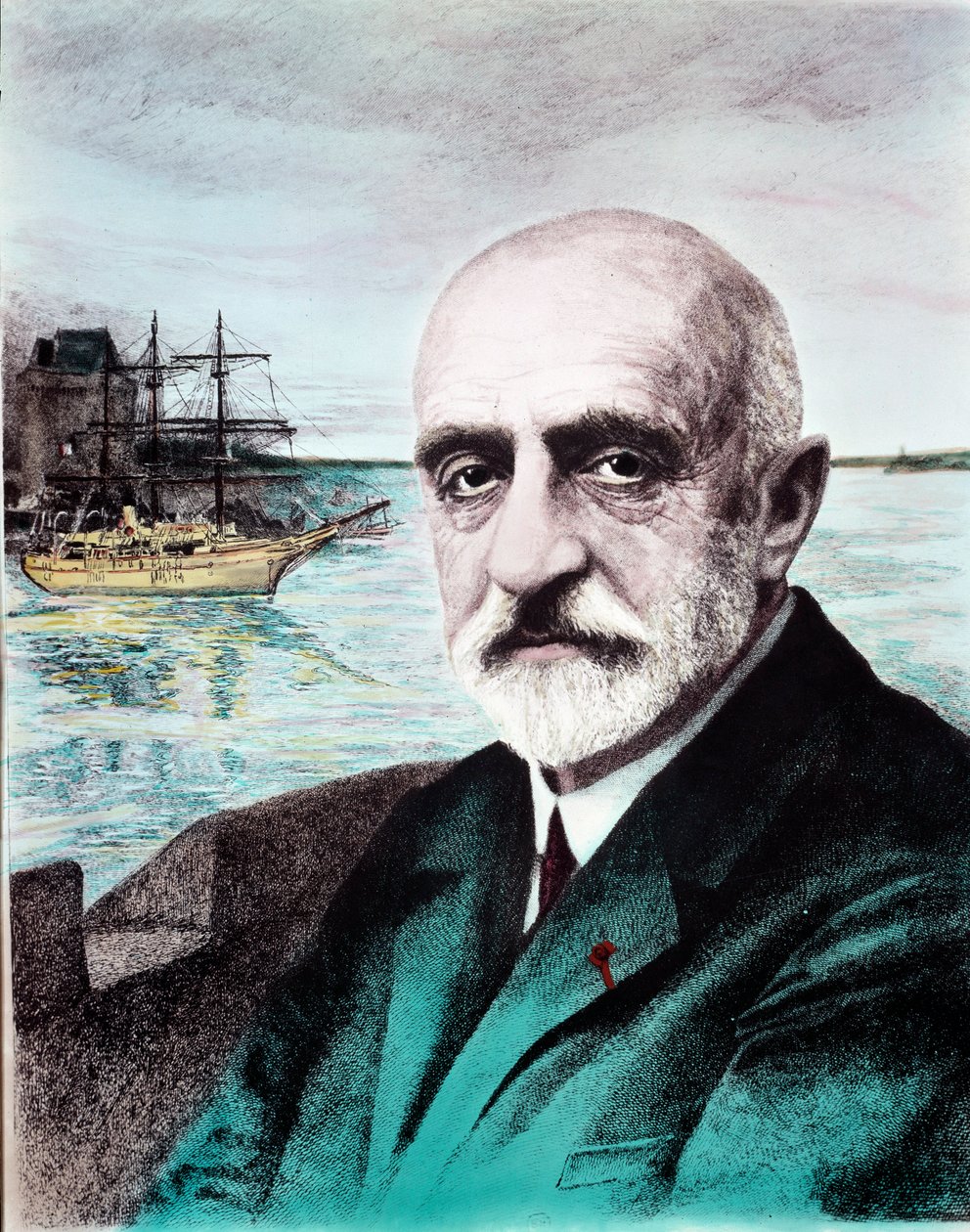 Portræt af Jean Baptiste Charcot (1867-1936), læge, udforsker af polarzonerne. 20. århundredes privatsamling af Anonymous Anonymous