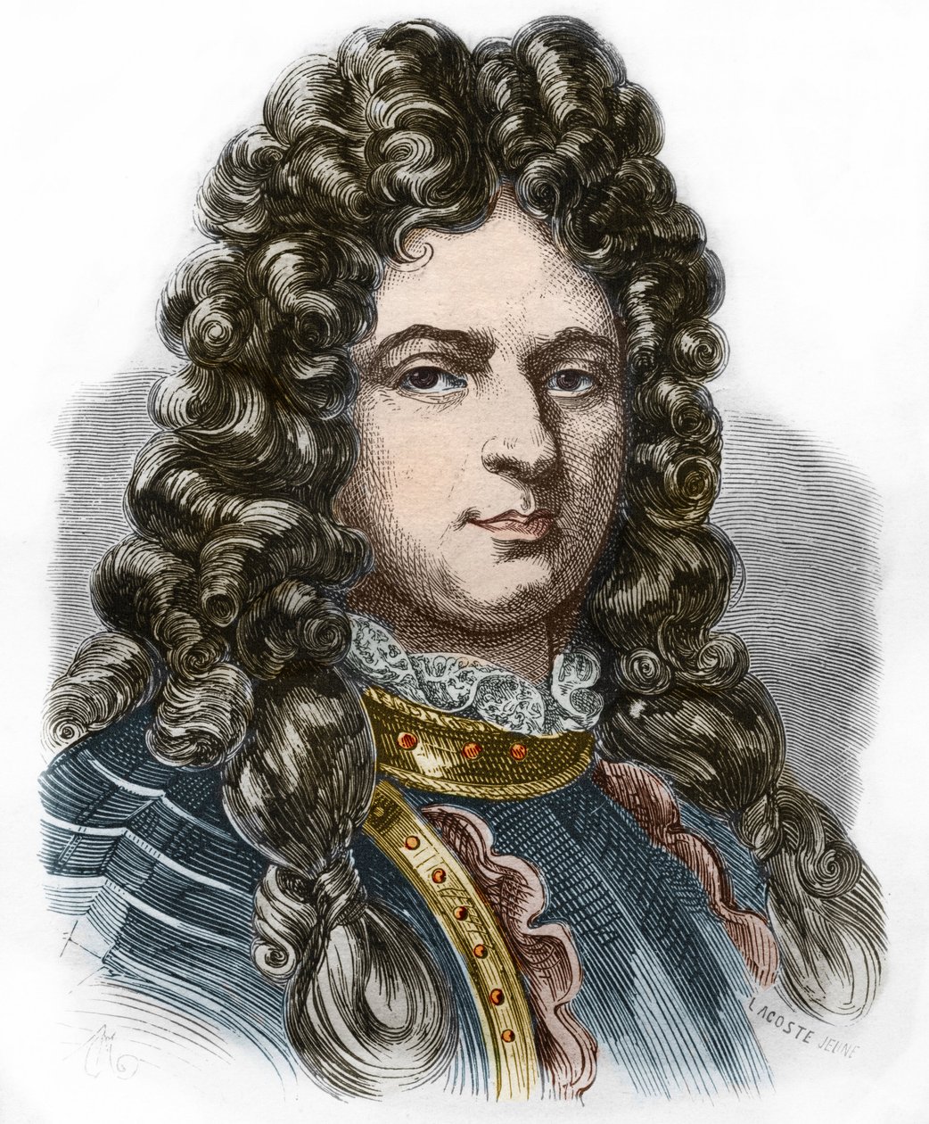 Portræt af Jean Bart (1650 - 1702), fransk kaper. Gravering af det 19. århundrede. Privat samling. af Anonymous Anonymous