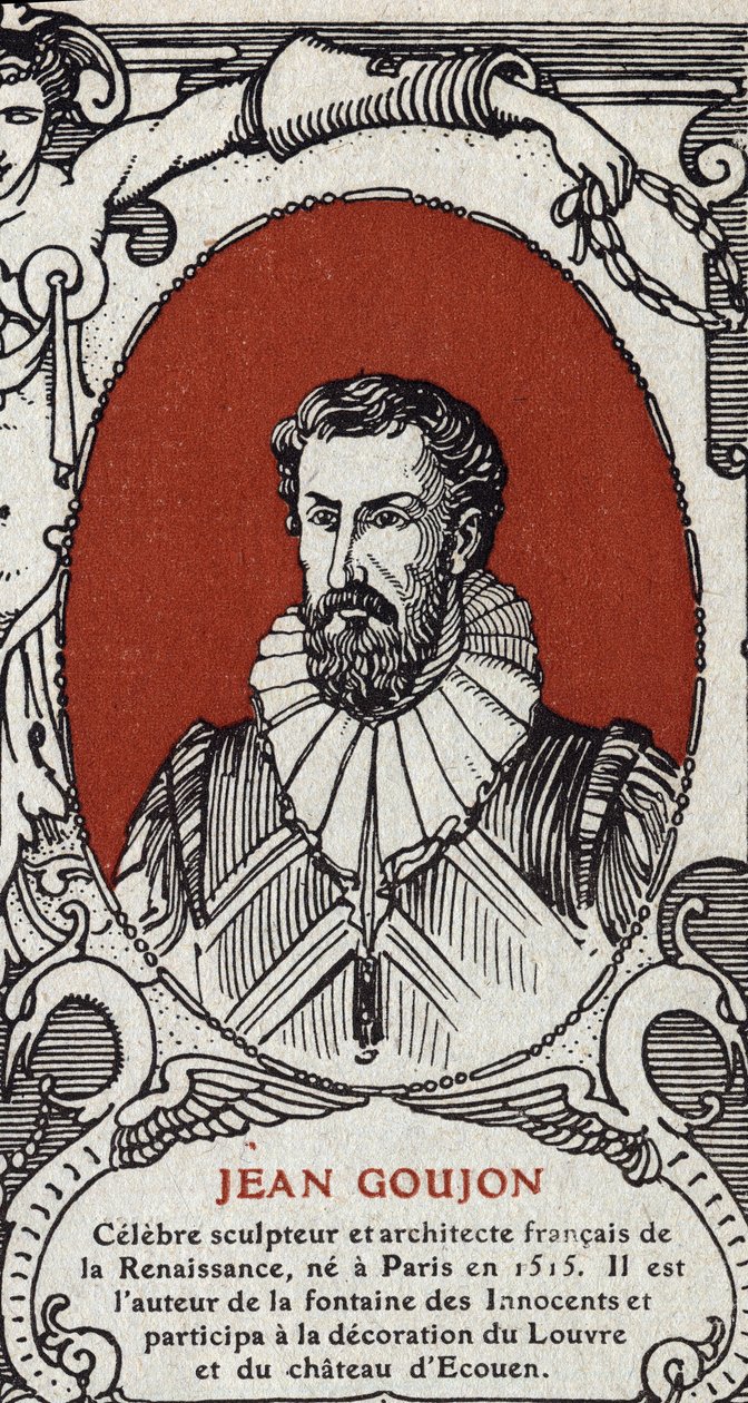 Portræt af Jean Goujon (1510-1567), fransk billedhugger og arkitekt. Stik fra 1914. Privat samling. af Anonymous Anonymous