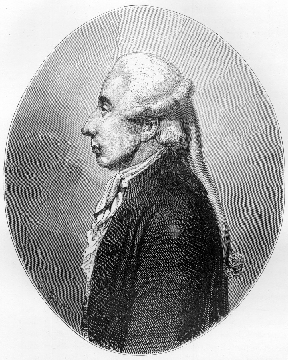 Portræt af Jean Sylvain Bailly (1736 - 1793) lærd og politiker, borgmester i Paris fra 1789 til 1791 - Indgravering fra 1863 i "" Le Livre Rouge - Histoire De L
