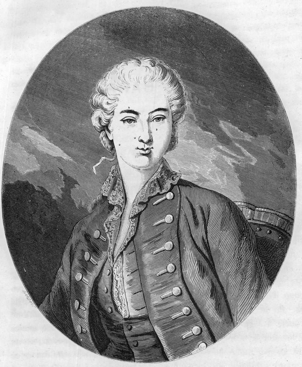 Portræt af Jeanne Becu, grevinde (eller madame) du Barry (1743-1793), sidste elskerinde til Ludvig XV - Indgravering fra 1863 i "" Le Livre Rouge - Histoire De L