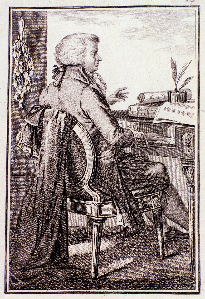 Portræt af Johann Leopold Mozart (stik) af Anonymous Anonymous