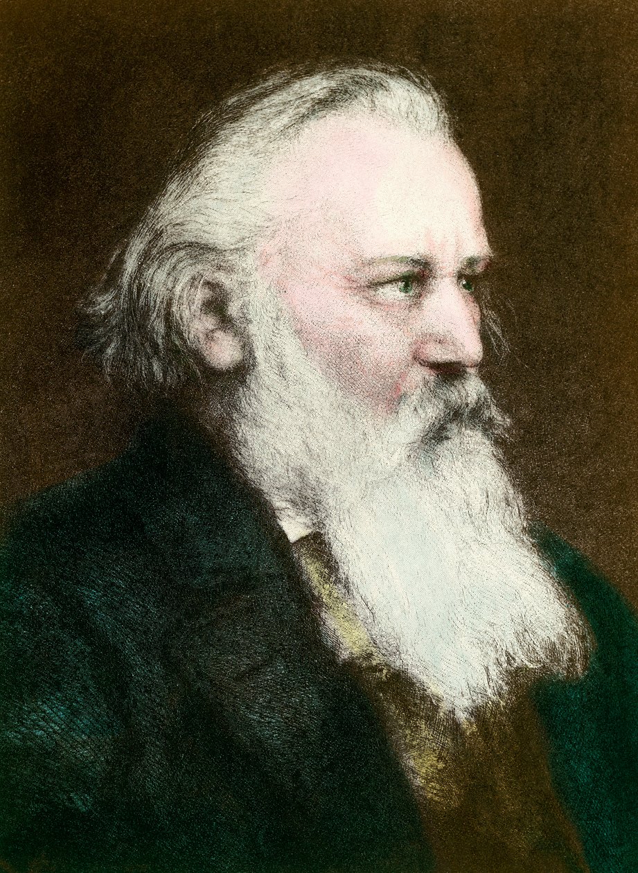 Portræt af Johannes Brahms (1833-1897), tysk komponist"" Indgravering af det 19. århundredes privatsamling af Anonymous Anonymous