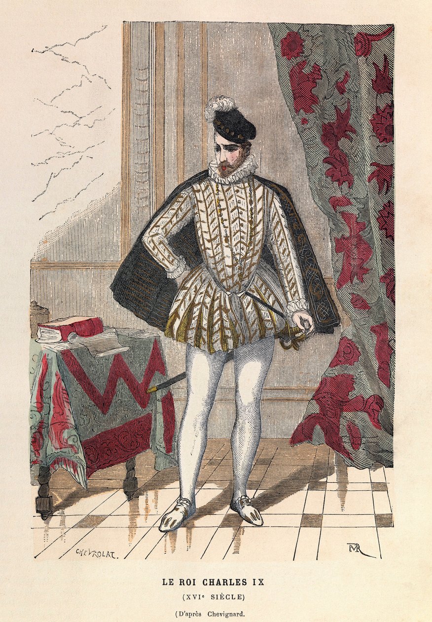 Portræt af kong Charles IX (1550 - 1574) - Portræt af kong Charles IX - privat samling af Anonymous Anonymous