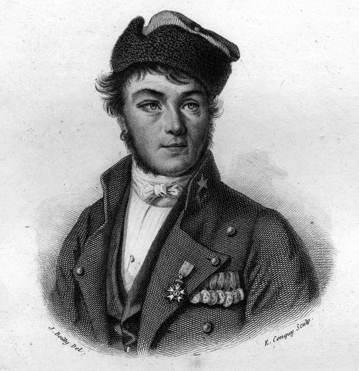 Portræt af Louis Brune (1807-1843) redningsmand fra Rouen I "Portrætter og historie af nyttige mænd: mænd og kvinder i alle lande og af alle forhold, som erhvervede rettigheder til anerkendelse af mænd" udgivet og udbredt af Societe Montyon et Frankl af Anonymous Anonymous