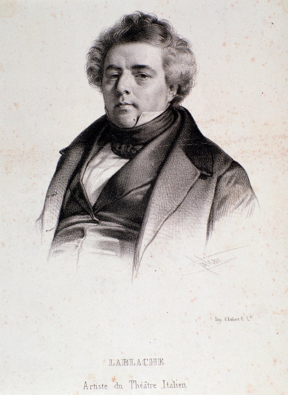 Portræt af Luigi Lablache (1794-1858) italiensk og fransk operasanger Indgravering. 19. århundrede. Milanesisk privat samling af Anonymous Anonymous