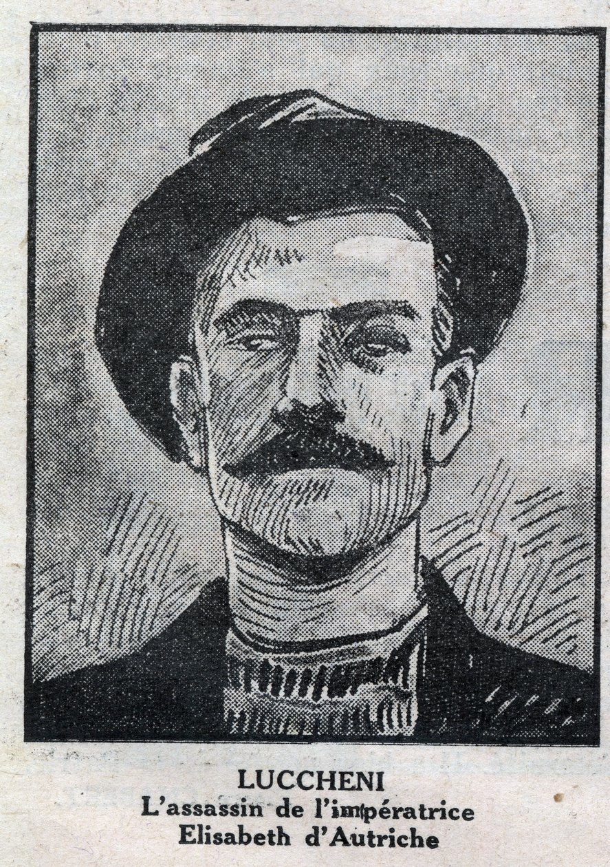 Portræt af Luigi Lucheni (1873-1910), italiensk anarkist, snigmorder i 1898 af Elisabeth de Wittelsbach, en kejserinde af Østrig kendt som Sissi. Indgravering i "" L