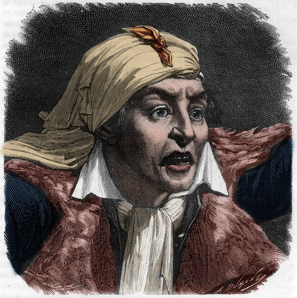 Portræt af Marat (1743-1793) - portræt af Jean-Paul (Jean Paul) Marat (1743-1793) politiker, fransk journalist - Indgravering i "Histoire des Girondins" af Alphonse de Lamartine (1790-1869) 1865-1866 - Privat kollektion af Anonymous Anonymous
