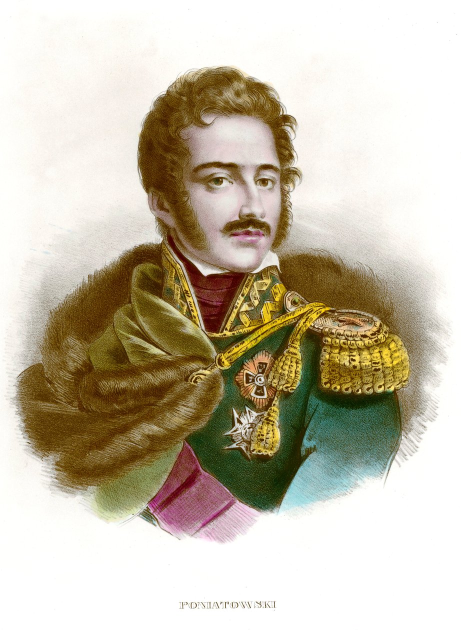 Portræt af Marechal Joseph (Jozef) Antoni Poniatowski (1763-1813) polsk officer. Indgravering af privatsamlingen fra det 19. århundrede af Anonymous Anonymous