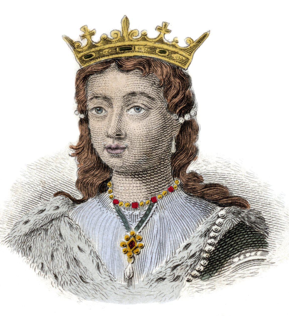 Portræt af Margarita af Anjou, dronning af England (1429-1482) Indgravering af det 19. århundrede. Milanese af Anonymous Anonymous