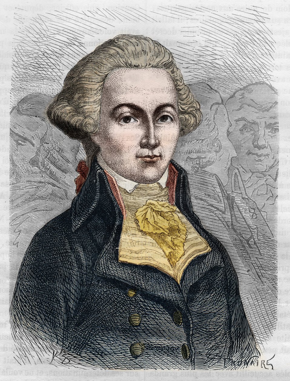 Portræt af Marguerite Elie Guadet, fransk politiker (1758-1794). Indgravering fra 1866 i "Histoire de la Revolution francaise"" af Adolphe Thiers. Privat samling. af Anonymous Anonymous