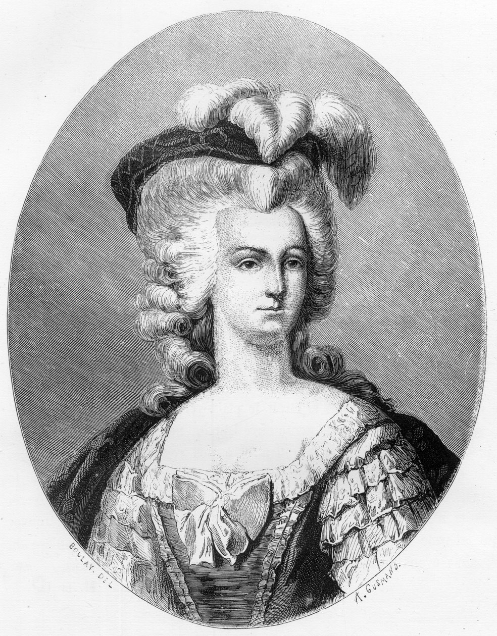 Portræt af Marie Antoinette (1755-1793), Dronning af Frankrig - Indgravering af 1863 i "Le Livre Rouge - Histoire De L